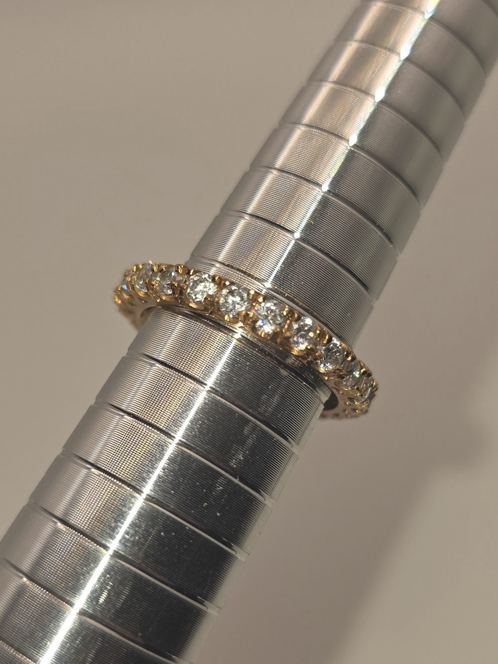 Pandora Sparkling Row Eternity Ring 14k Gold Plated Cubic Zirconia Size 7.5